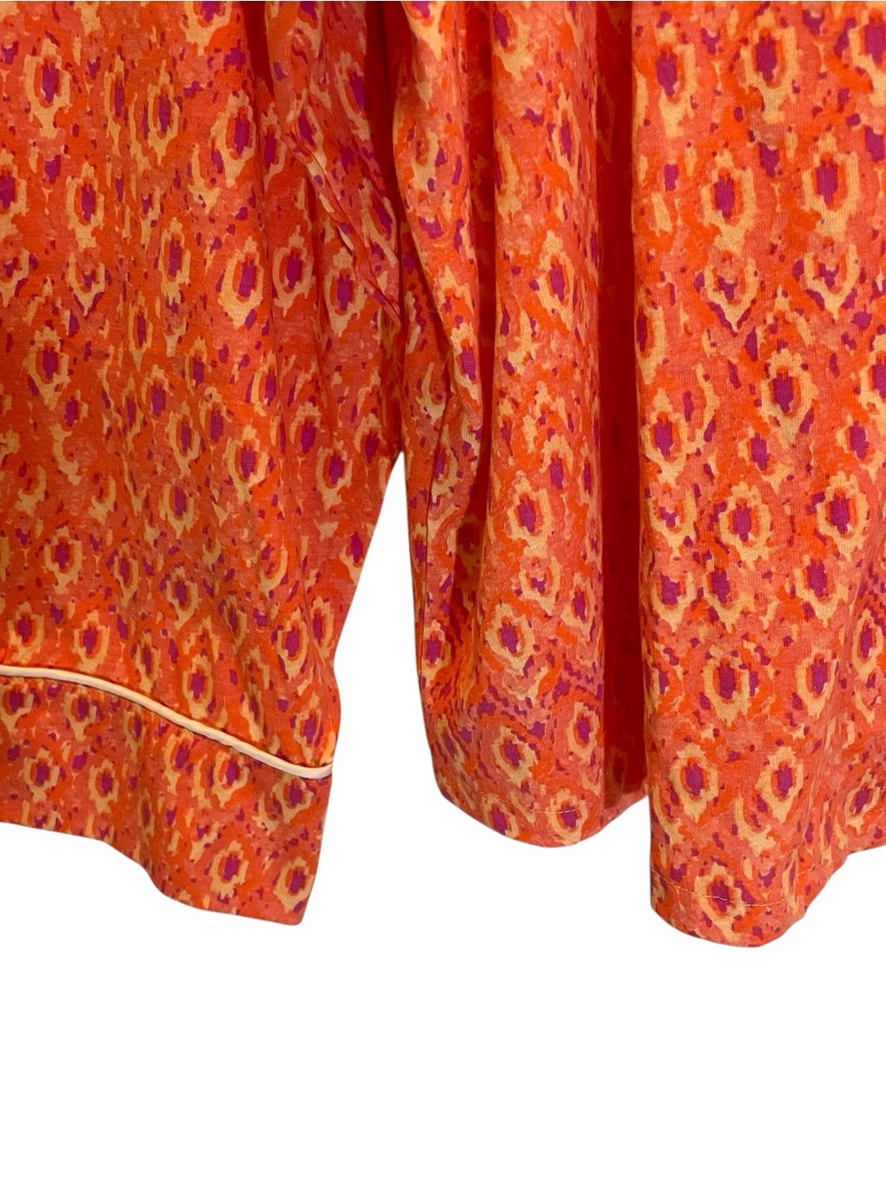 Alexander Del Rossa Pajama Top with White Piping Orange Pink Ikat Design Size 2X - Picture 3 of 10